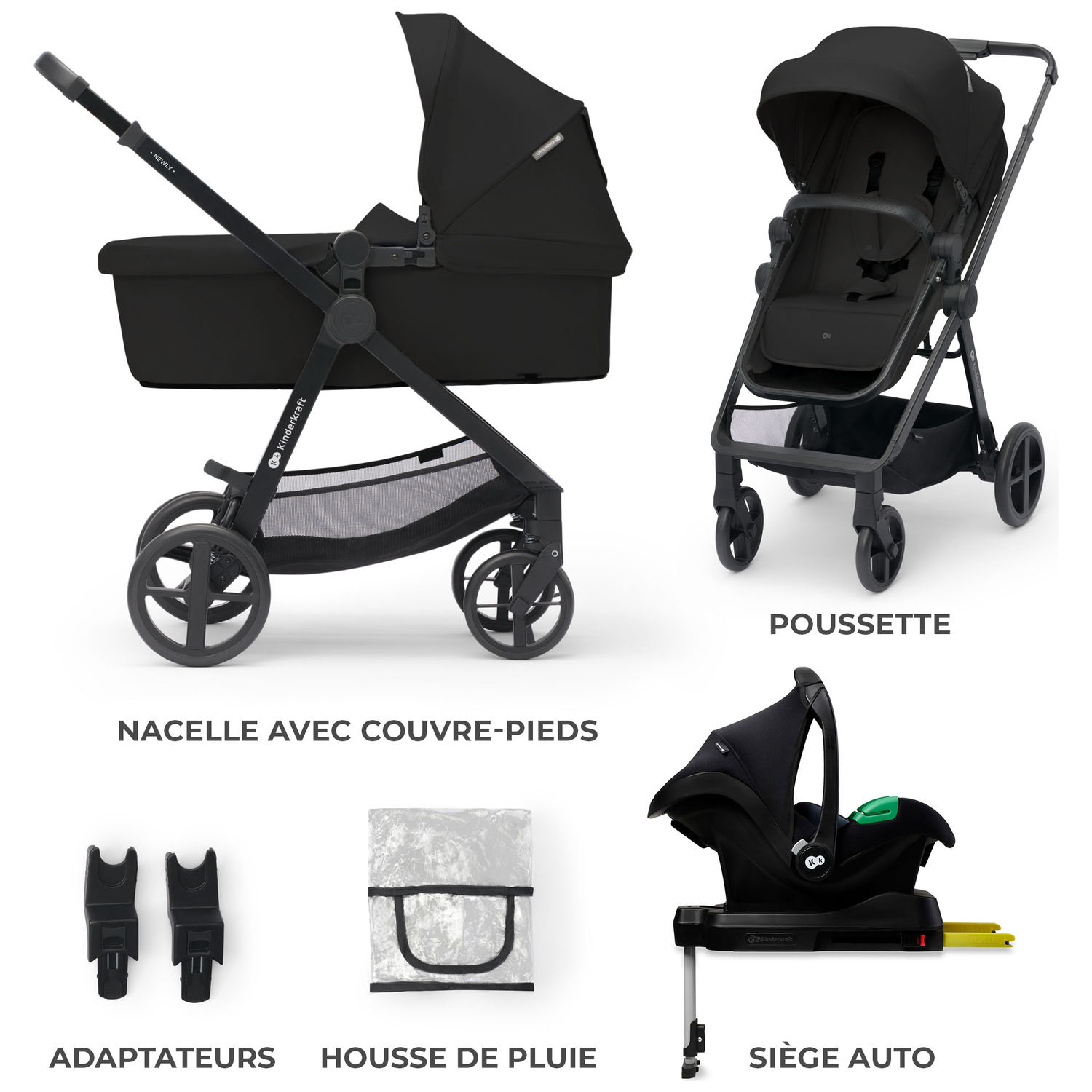 Poussette 4 en 1 Newly Classic Black (Kinderkraft) - Image 5