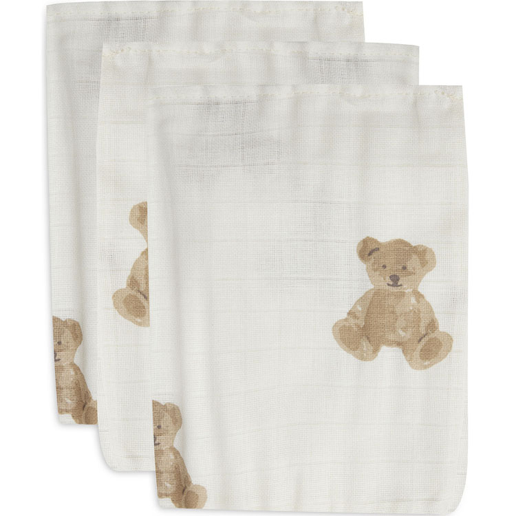 Jollein - Lot de 3 gants de toilette en coton ours Teddy Bear