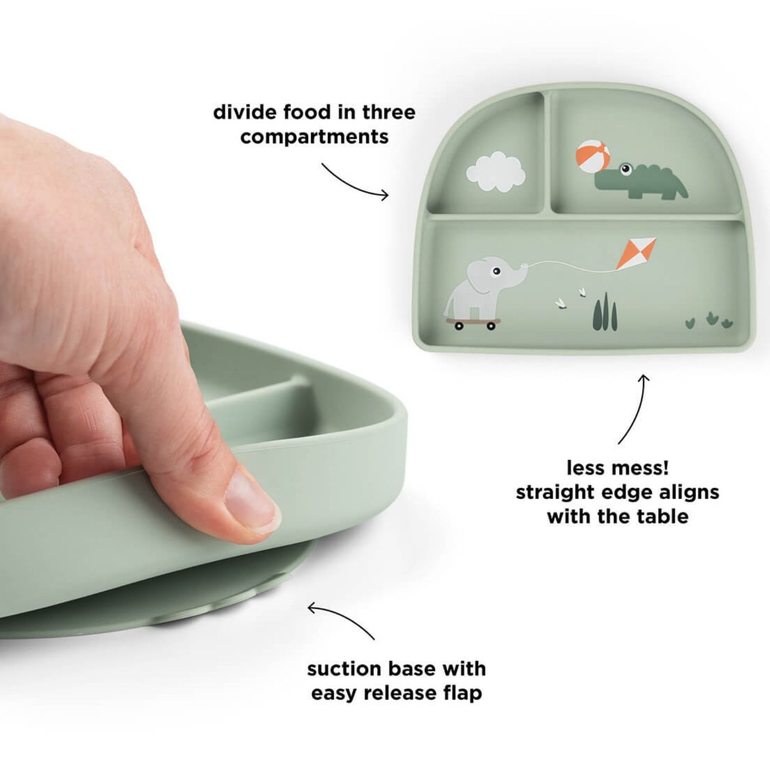 Assiette à compartiments ventouse Playground Vert (Done by deer) - Image 2