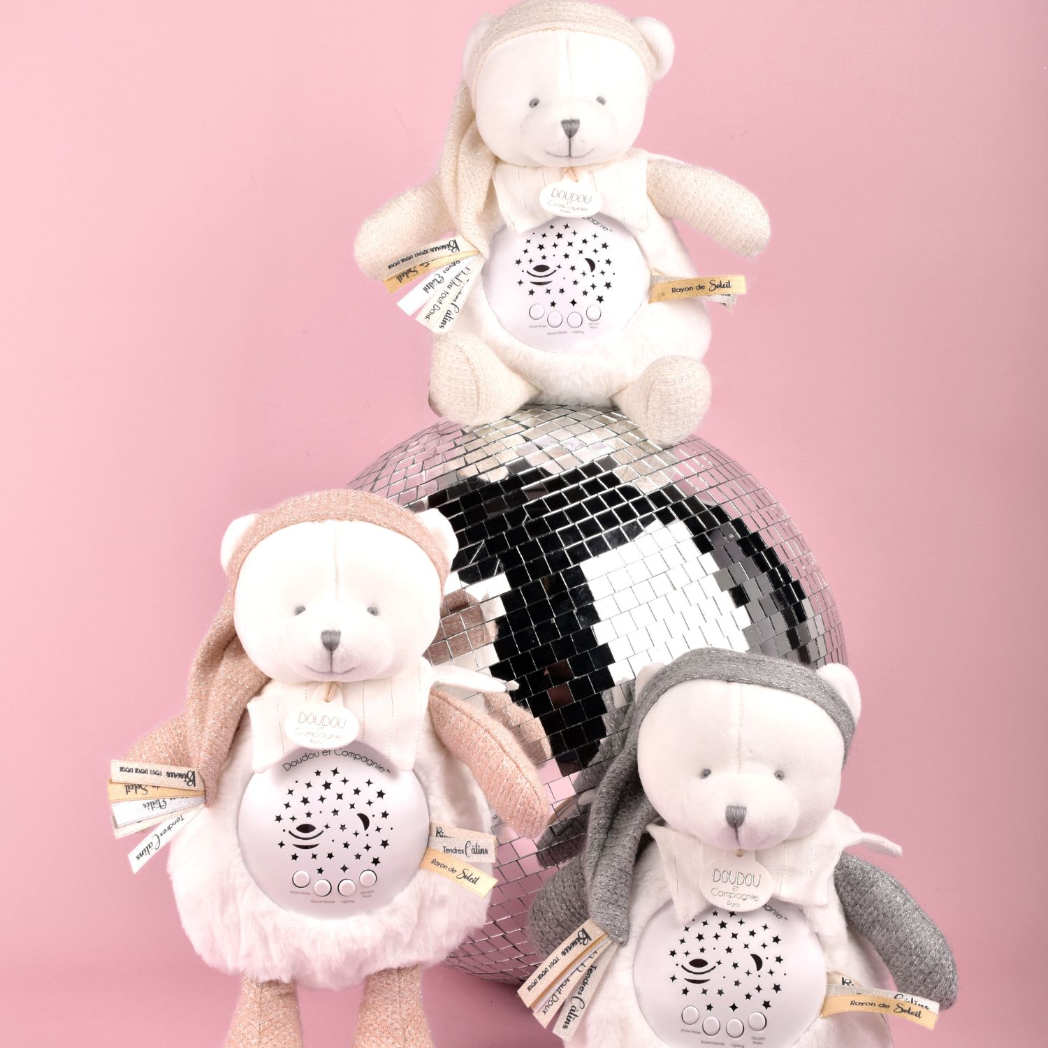 Doudou Et Compagnie - Veilleuse musicale projection d'étoiles ours blanc