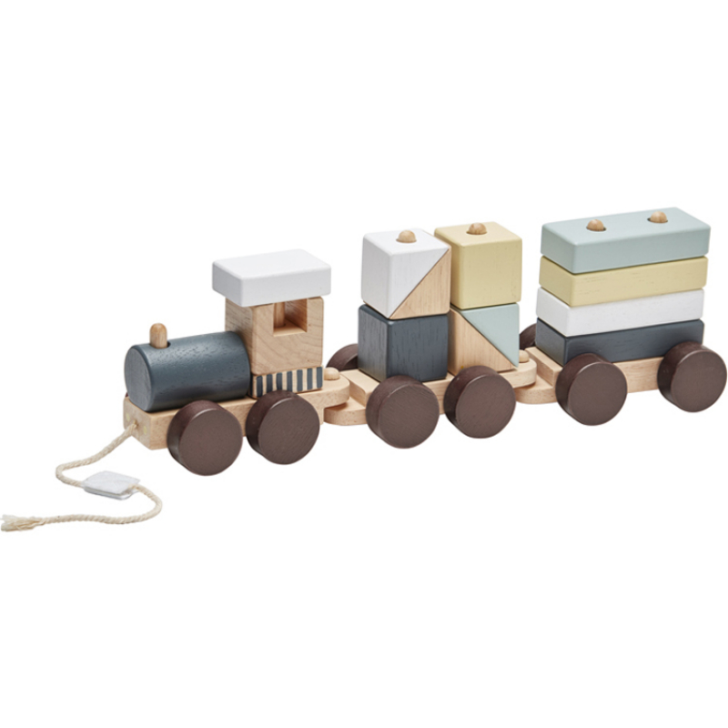 Train blocs de construction avec cubes naturel (Kid's Concept) - Image 1