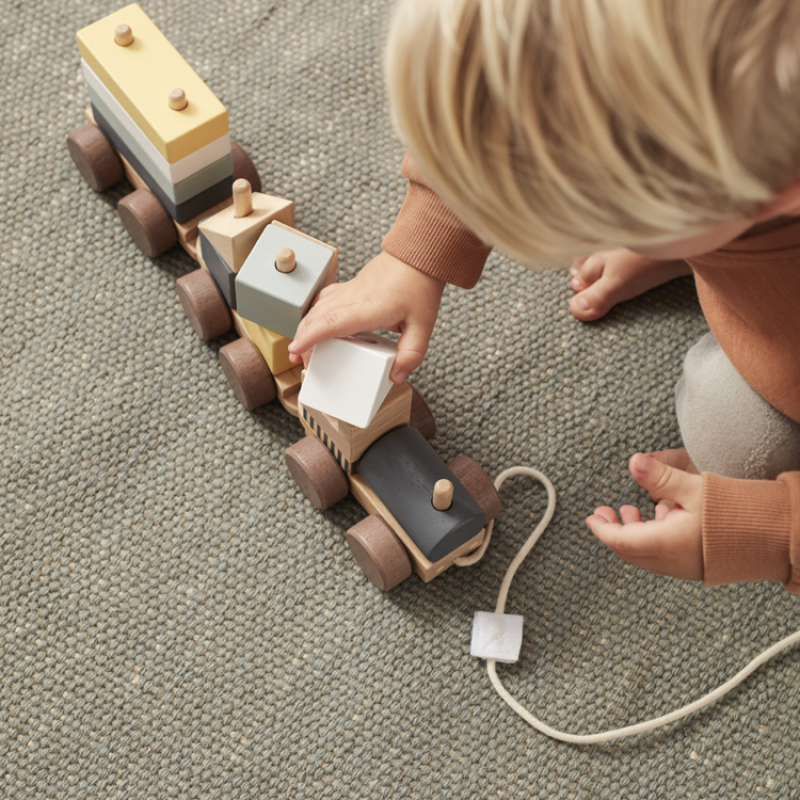 Train blocs de construction avec cubes naturel (Kid's Concept) - Image 2