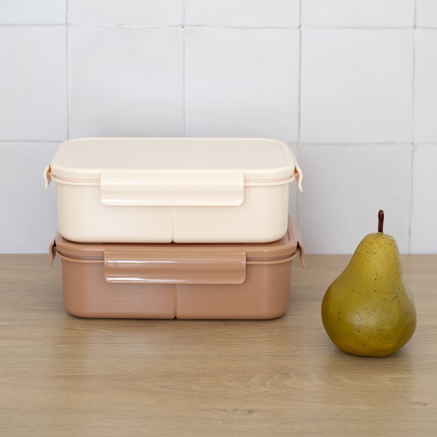 Lunch box en plastique recyclé Sable (3 sprouts) - Image 5