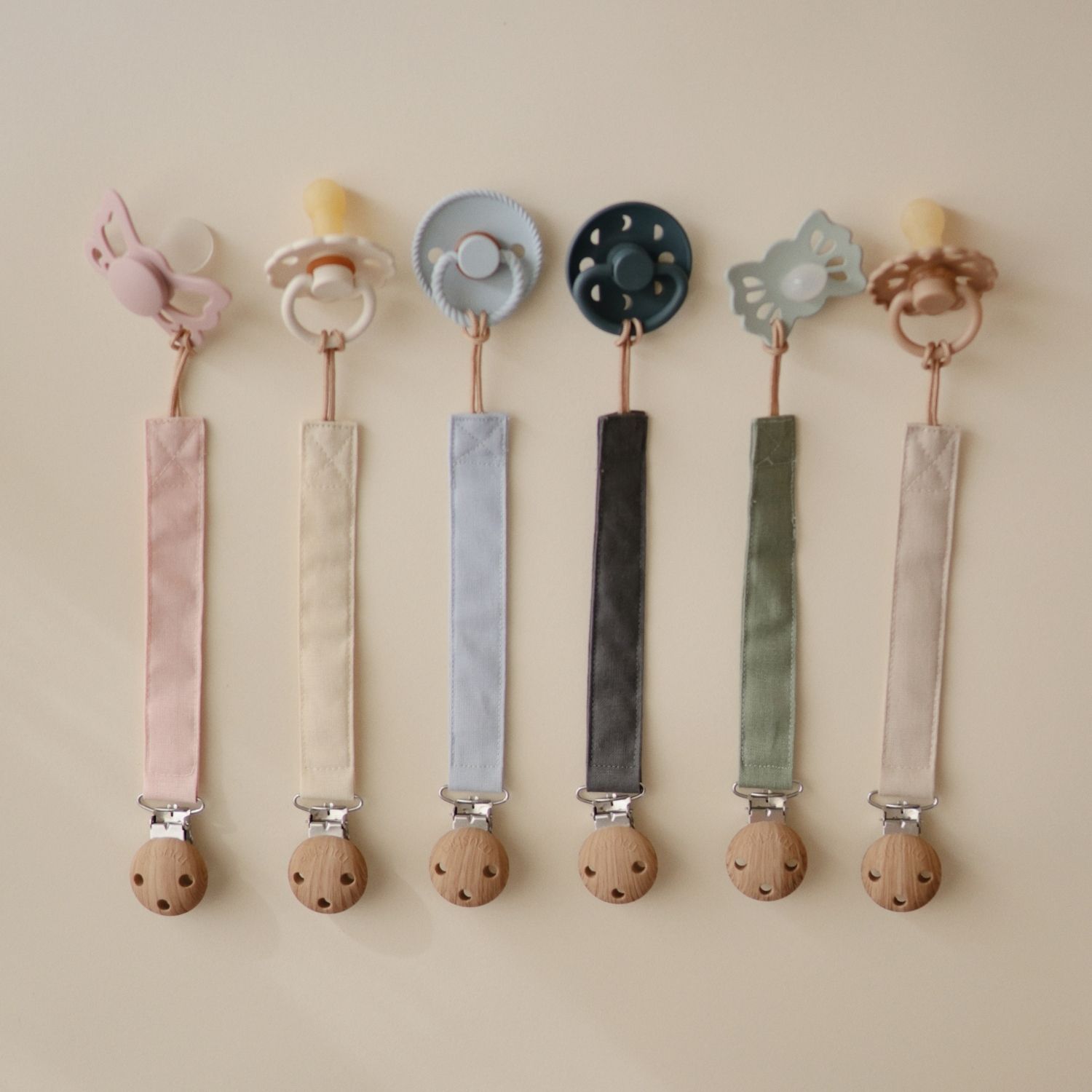 Lot de 2 attaches-sucettes en lin Blush-Cream (Mushie) - Image 3