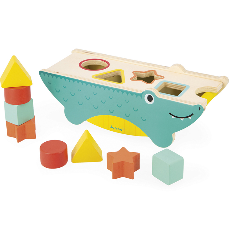 Janod - Boîte à formes Croco des formes en bois Tropik