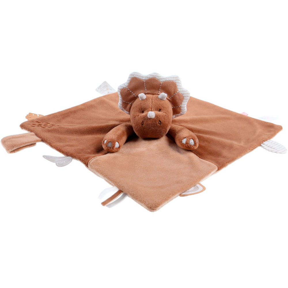Doudou marionnette Tricéraptos Ops en veloudoux cannelle (27 cm) (Noukie's) - Image 1