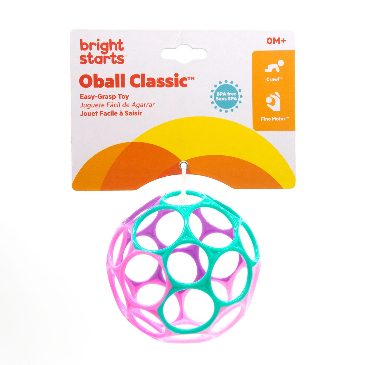 Balle hochet souple rose et violet (Oball) - Image 3