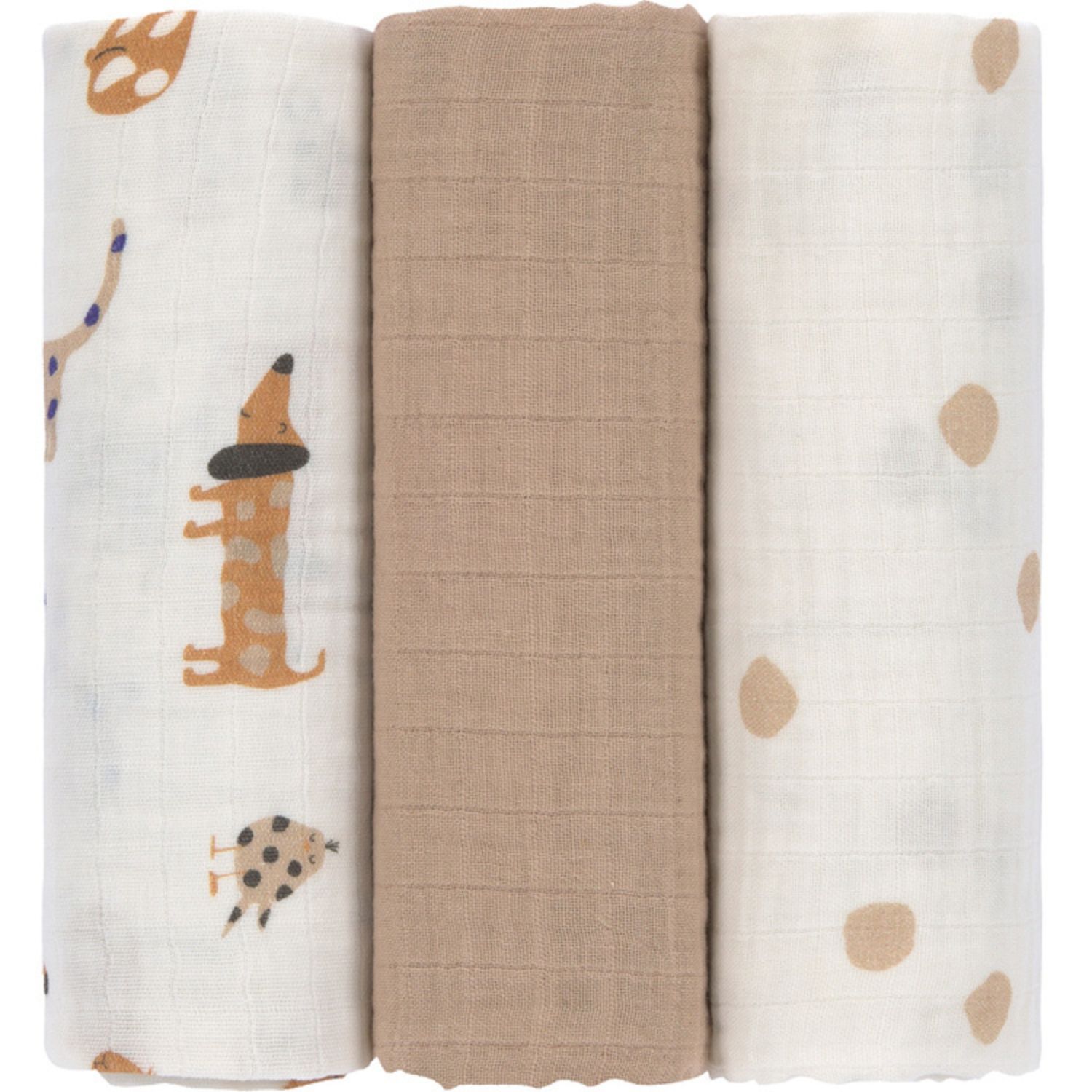 Lot de 3 langes en coton bio Little Mateys (85 x 85 cm)