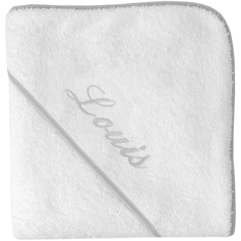 Cape de bain biais gris personnalisable (80 x 80 cm) (ANVIE) - Image 1
