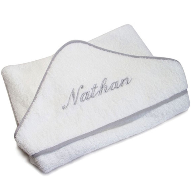 Cape de bain biais gris personnalisable (80 x 80 cm) (ANVIE) - Image 2