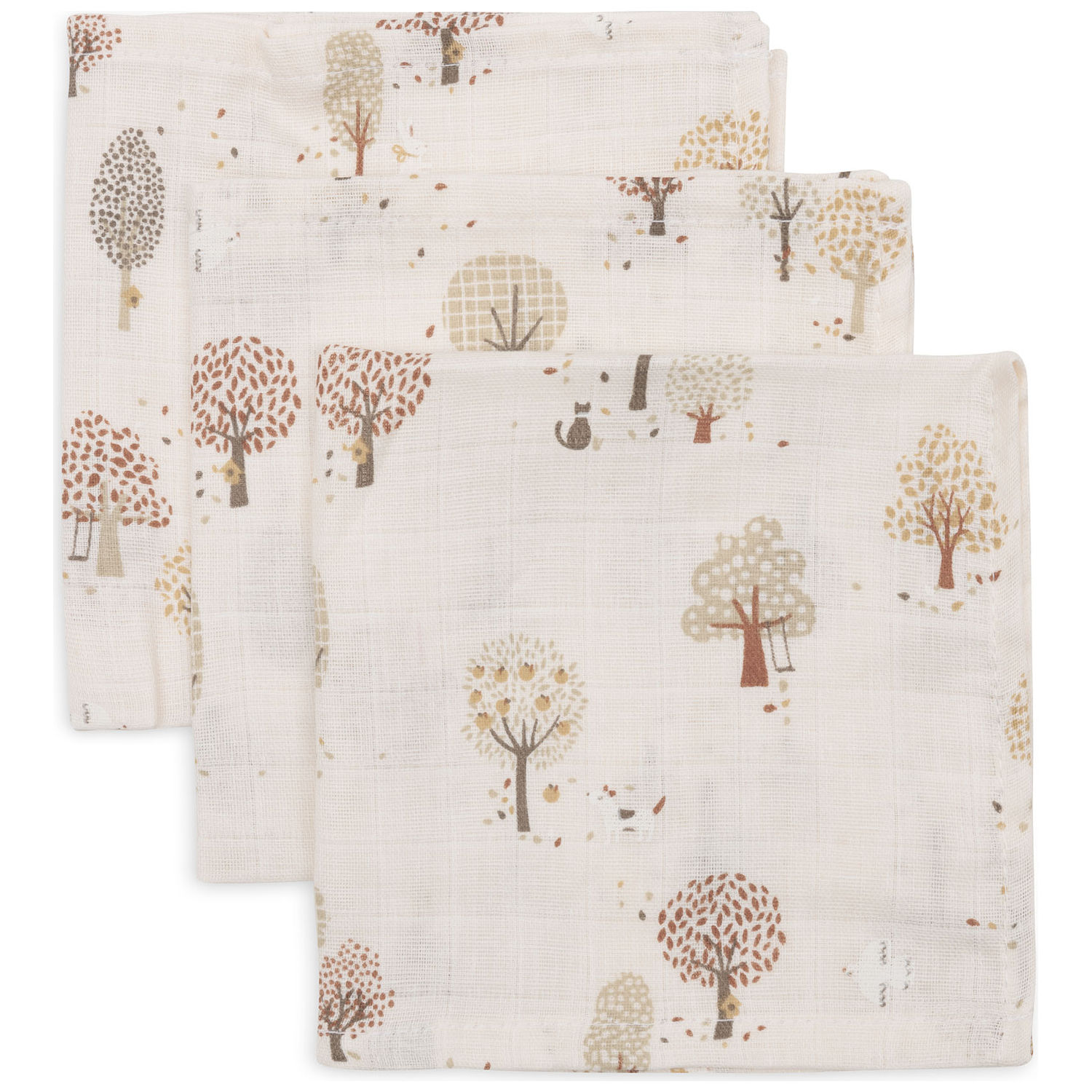 Lot de 3 mini langes en gaze de coton Tiny Park (31 x 31 cm) (Jollein) - Image 1