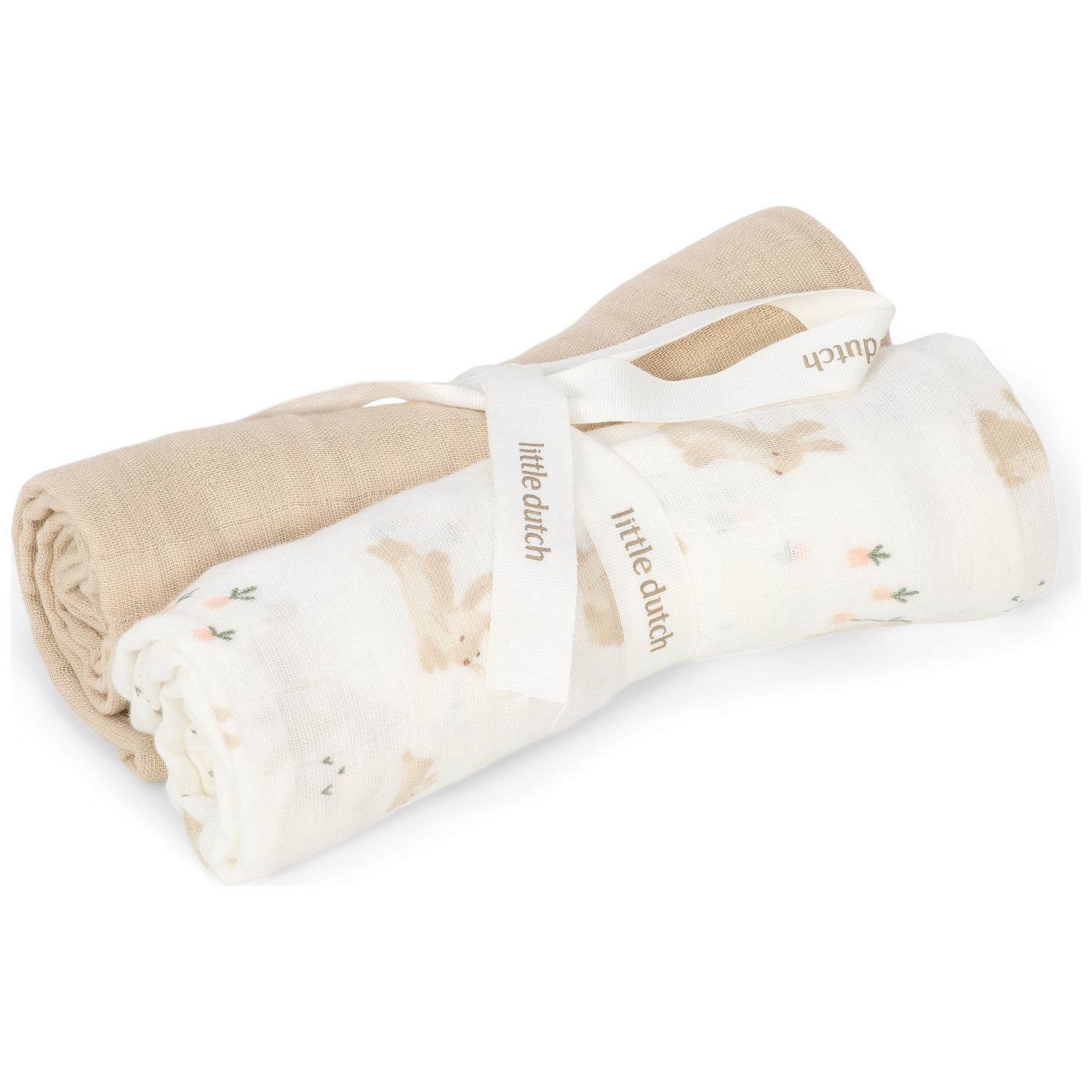 Little Dutch - Set de 2 langes en gaze de coton Baby Bunny (70 x 70 cm)
