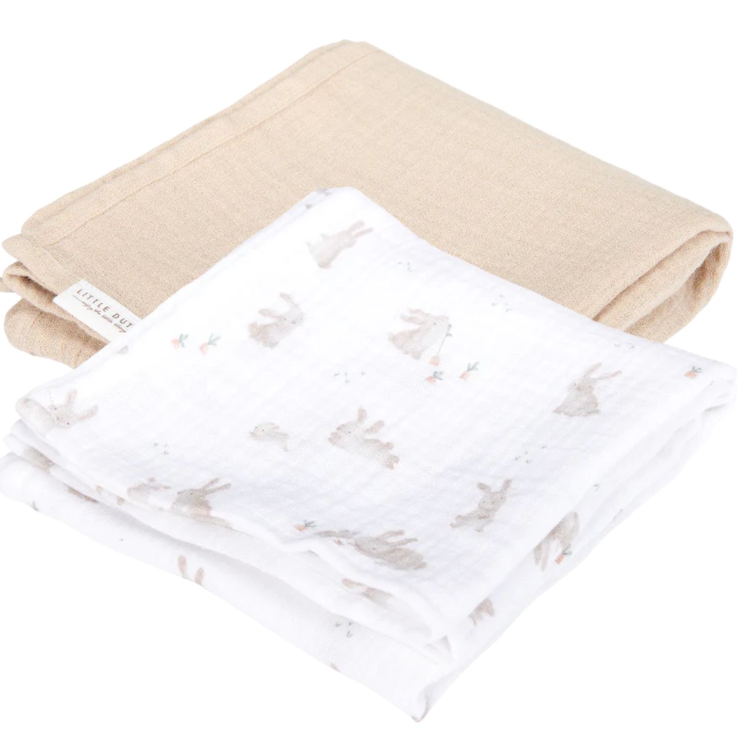 Set de 2 langes en gaze de coton Baby Bunny (70 x 70 cm) (Little Dutch) - Image 1