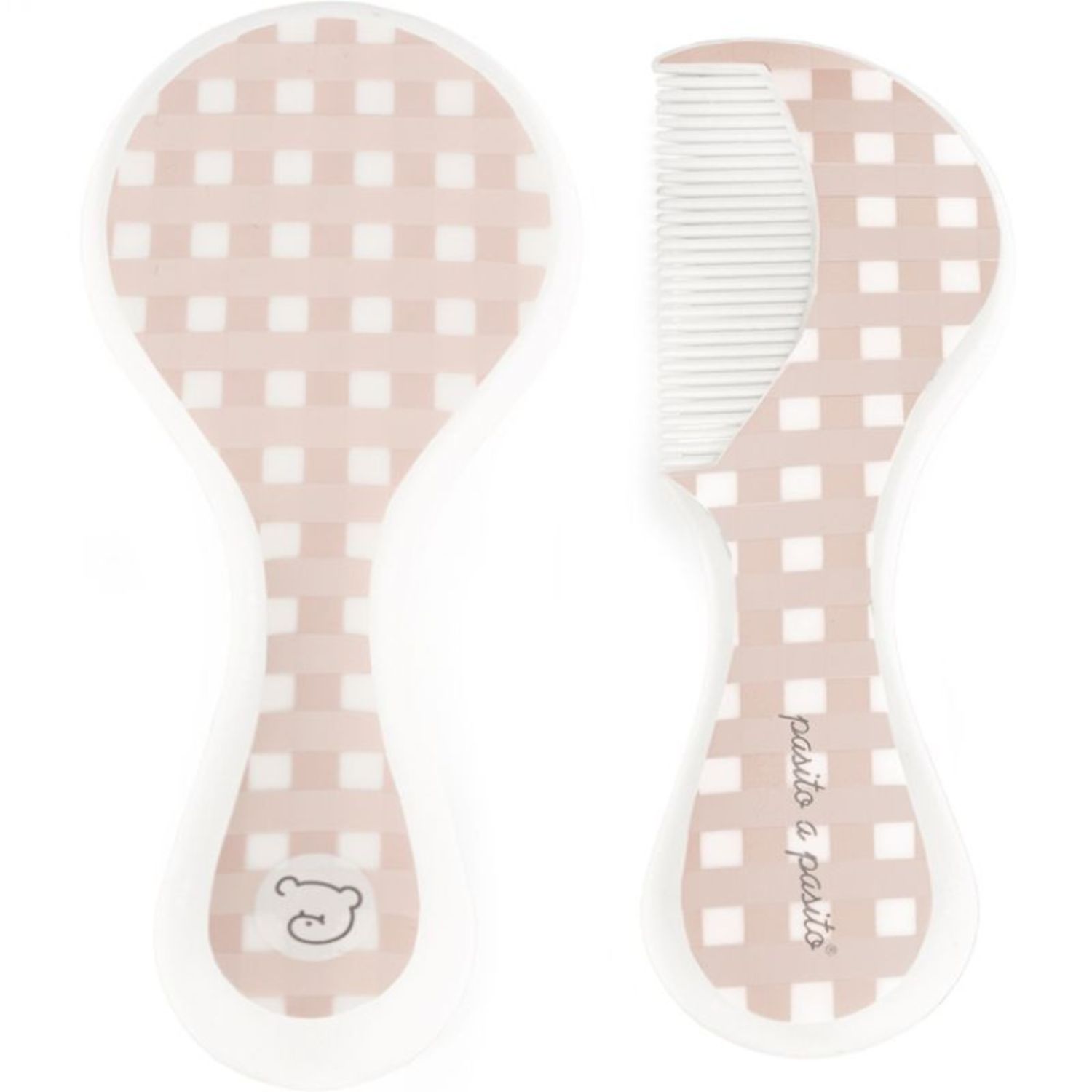 Brosse et peigne carrés Vichy rose (Pasito a pasito) - Image 1