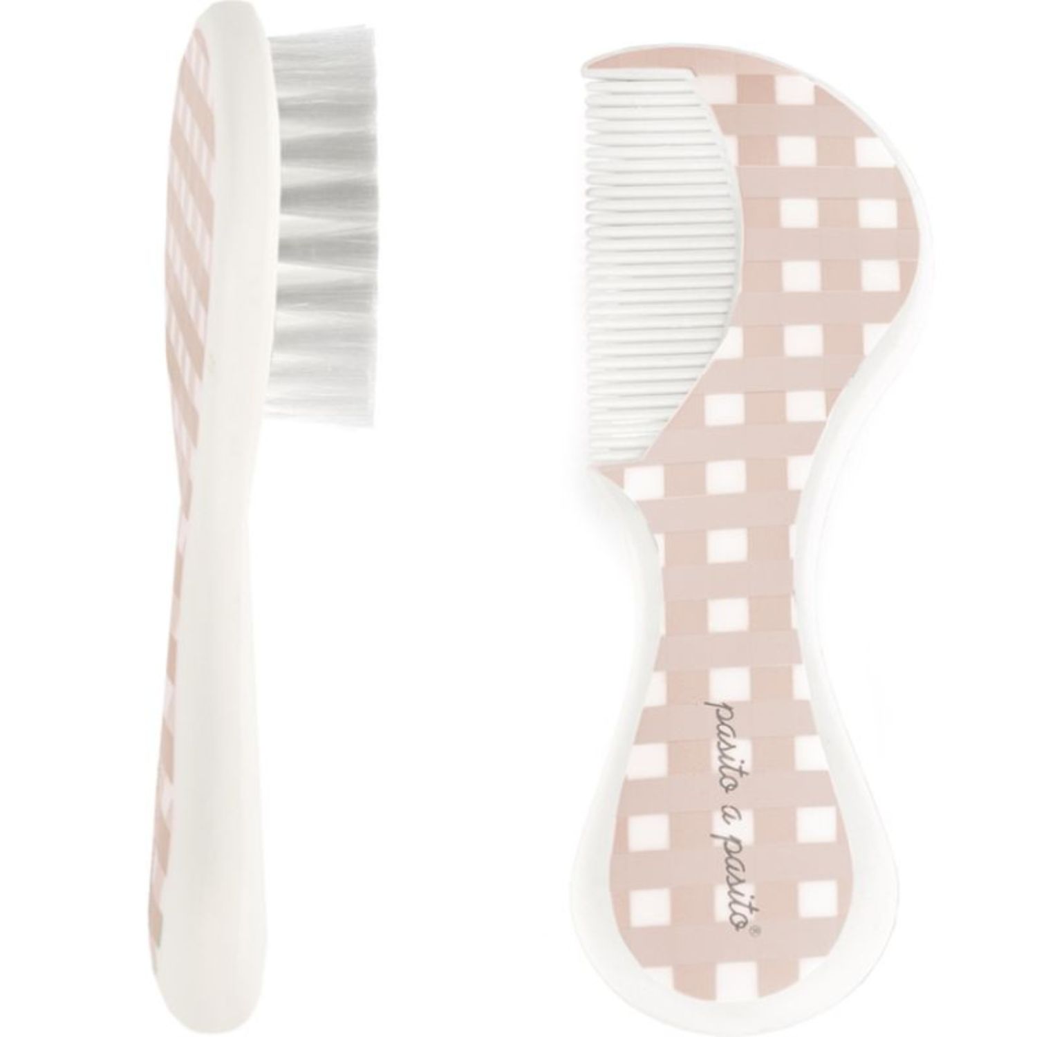 Brosse et peigne carrés Vichy rose (Pasito a pasito) - Image 2