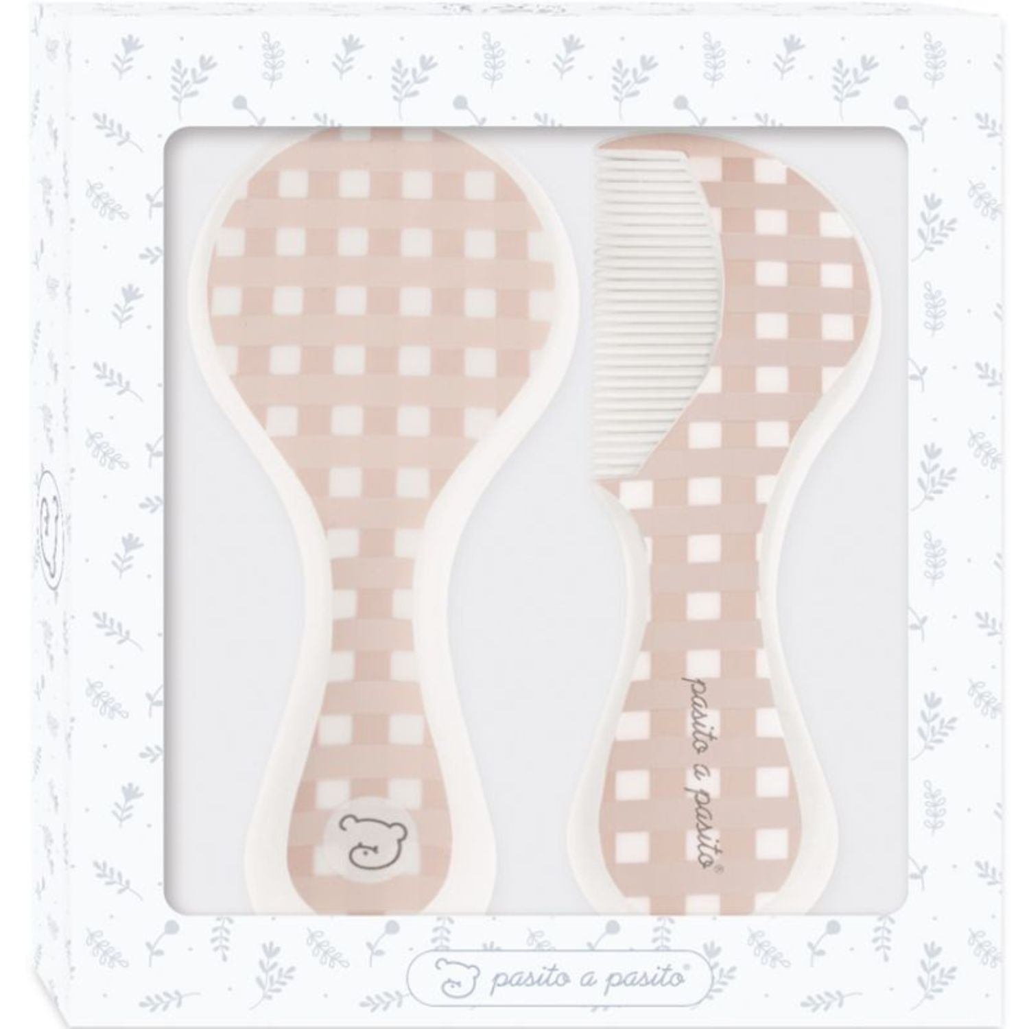 Brosse et peigne carrés Vichy rose (Pasito a pasito) - Image 4