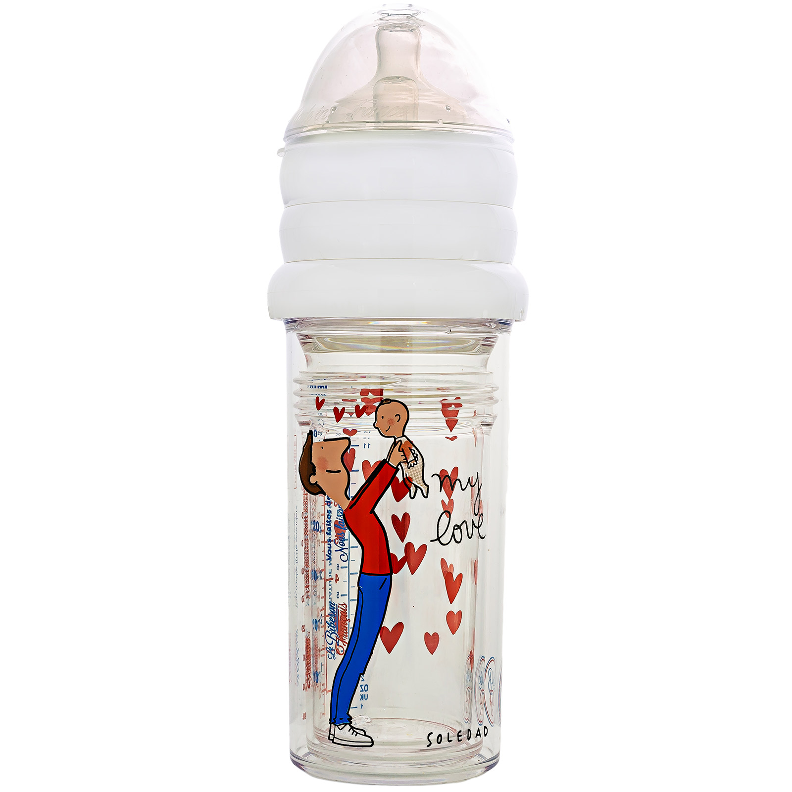 Lot de 3 biberons anti colique gigognes Papa-bébé by Soledad (360 ml et 210 ml) (Le Biberon Français) - Image 2