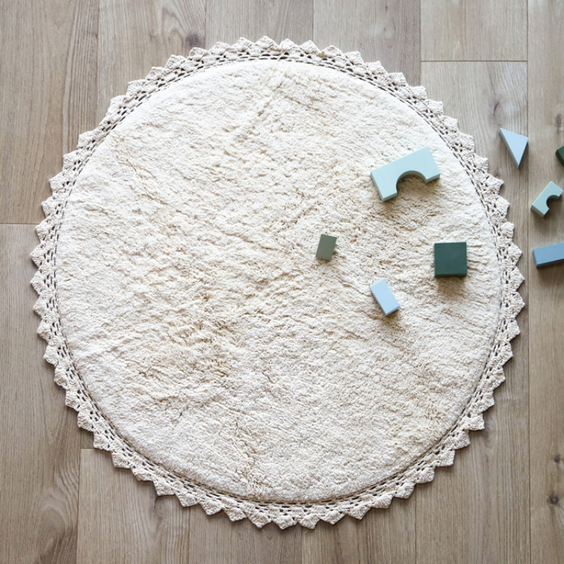Tapis rond Perla écru (110 cm) (Nattiot) - Image 4