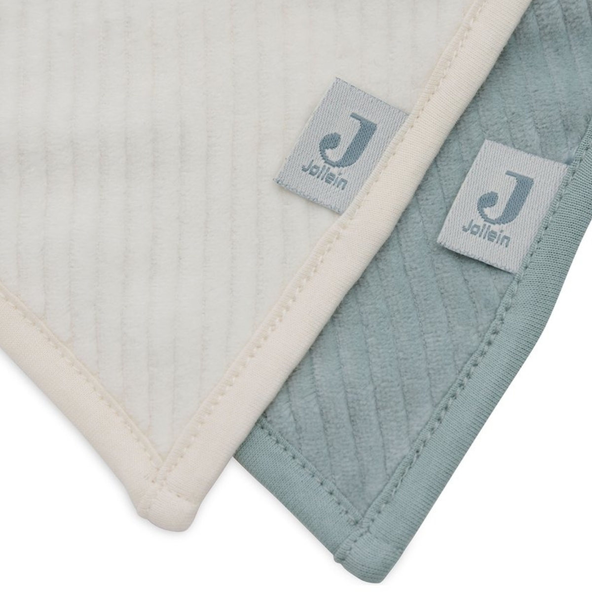 Lot de 2 bavoirs bandana Velvet Rib Sea Green-Ivory (Jollein) - Image 5