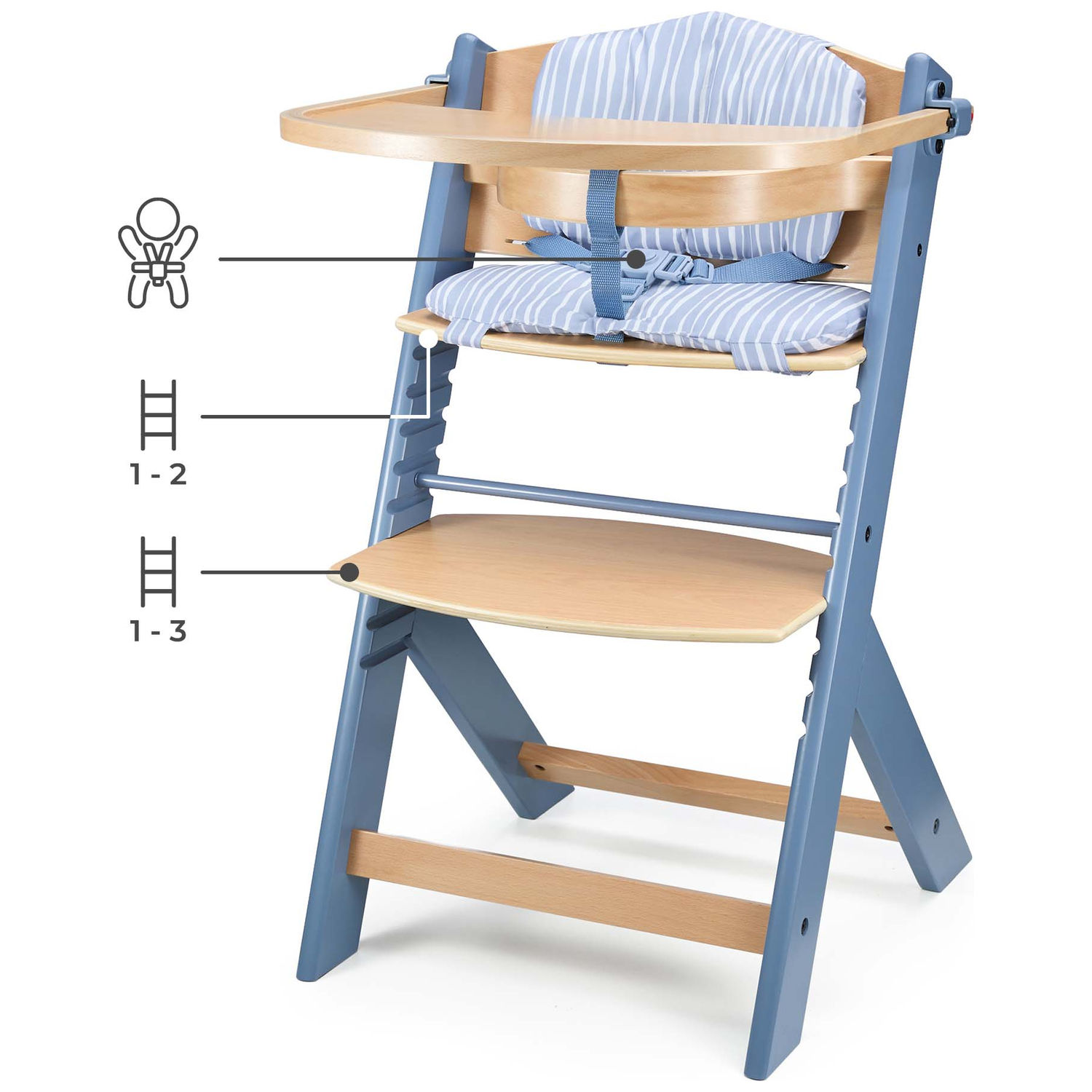 Chaise haute évolutive Enock avec coussin Nordic Breeze (Kinderkraft) - Image 4