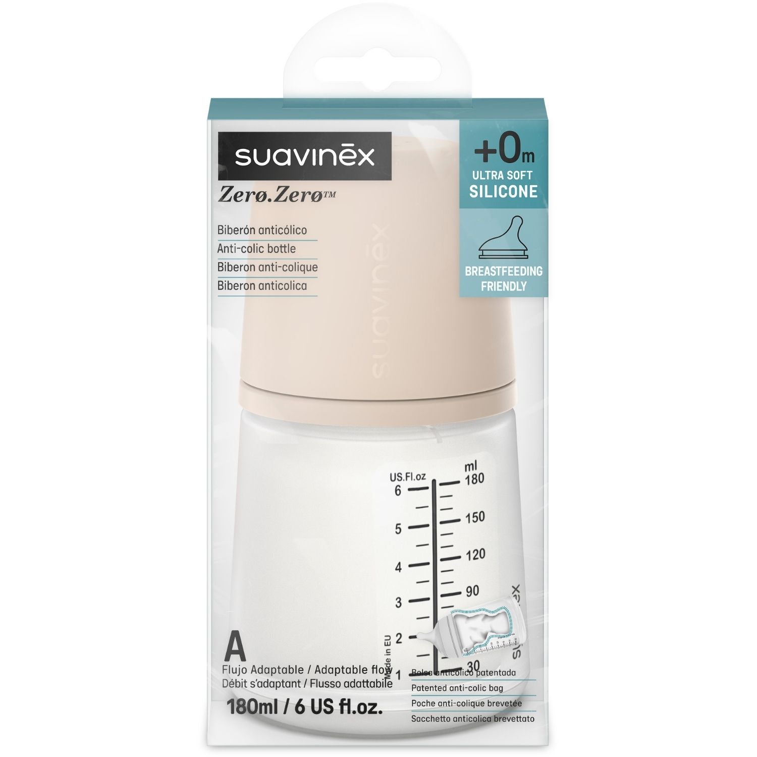 Biberon anti-colique Zerø.Zerø - Taille unique Spécial Allaitement - A Light (180 ml) (Suavinex) - Image 6