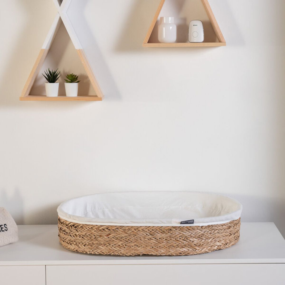 Panier à langer en jonc tressé avec matelas (70 x 50 cm) (Childhome) - Image 4