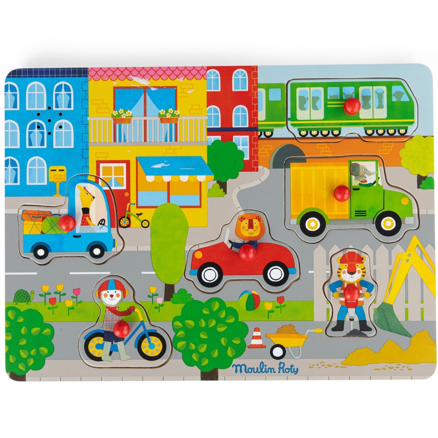 Puzzle sonore ville en bois Les Popipop