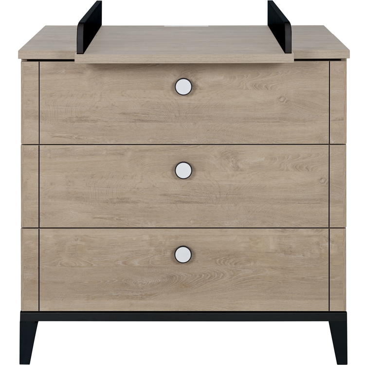 Commode à langer 3 tiroirs en chêne blond noir Marcel (Galipette) - Couverture