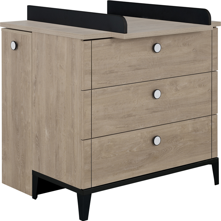 Commode à langer 3 tiroirs en chêne blond noir Marcel (Galipette) - Image 5