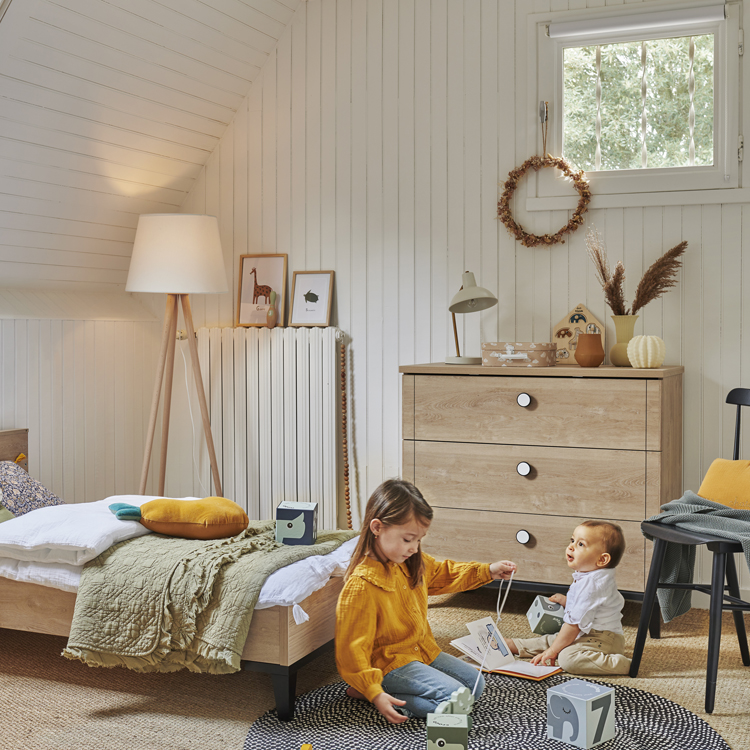 Commode à langer 3 tiroirs en chêne blond noir Marcel (Galipette) - Image 3