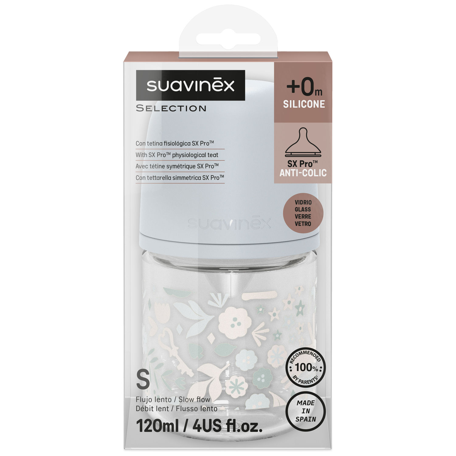 Biberon en verre tétine SXPro S Wonderland Bleu (120Ml) (Suavinex) - Image 4