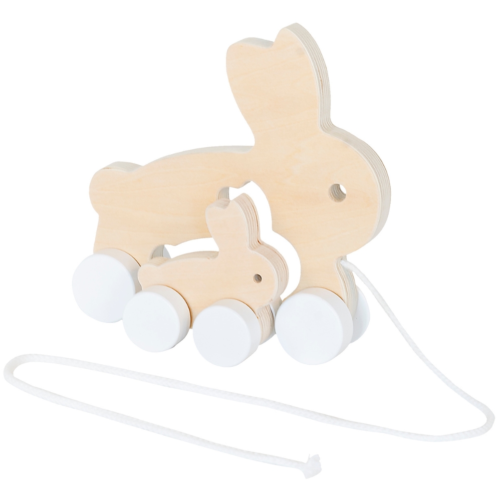 Lapin à tirer en bois (26 cm) (BAMBAM) - Image 1