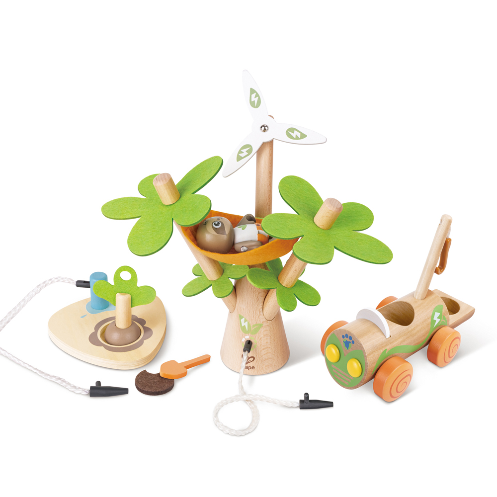 Arbre éolienne et voiture électrique