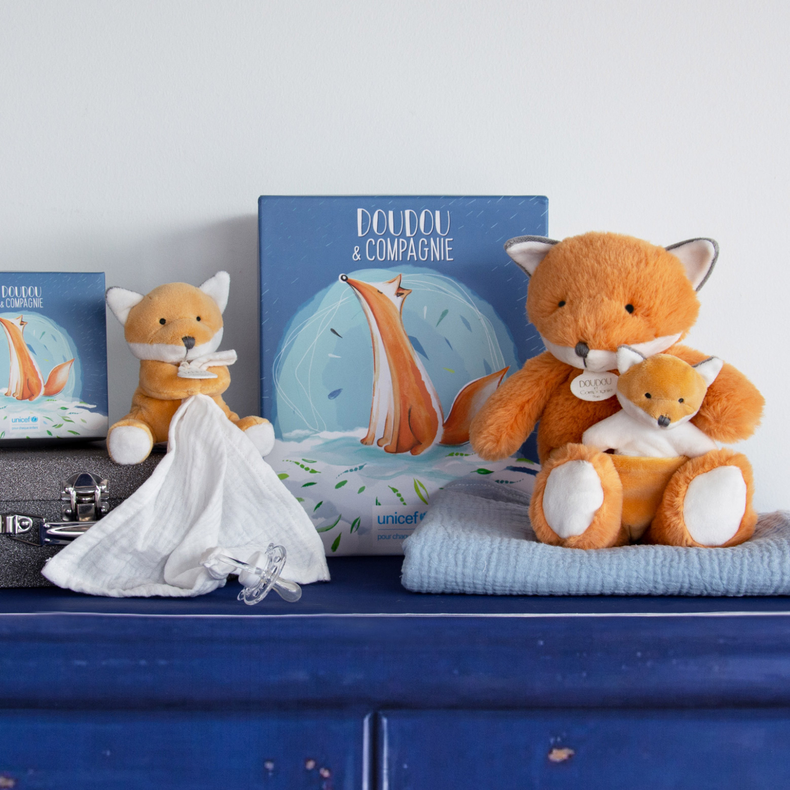 Coffret doudou attache sucette Renard UNICEF (Doudou et Compagnie) - Image 1