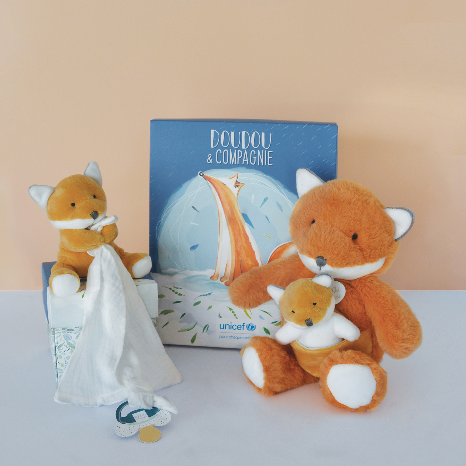 Coffret doudou attache sucette Renard UNICEF (Doudou et Compagnie) - Image 2