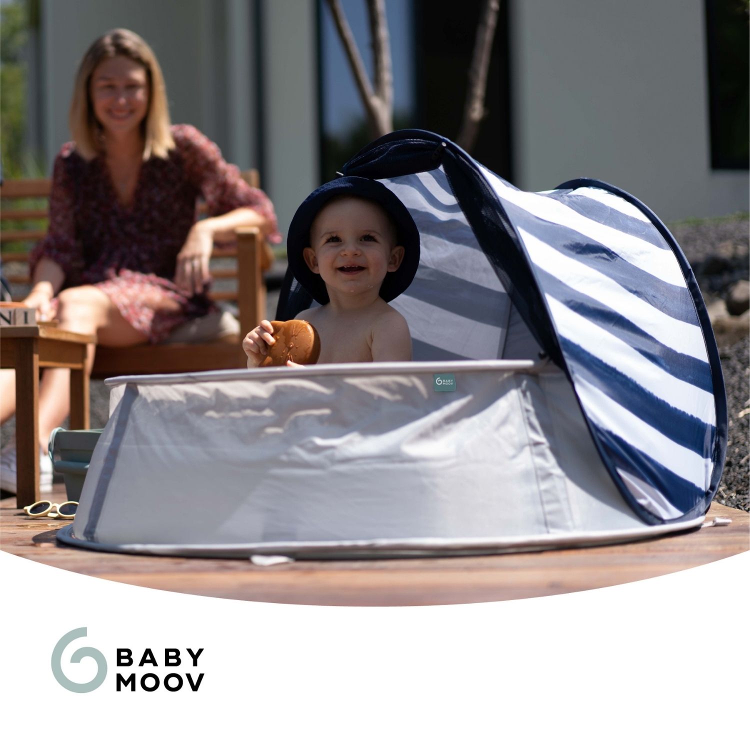 Tente anti-UV piscine 3 en 1 Aquani marinière (Babymoov) - Image 1
