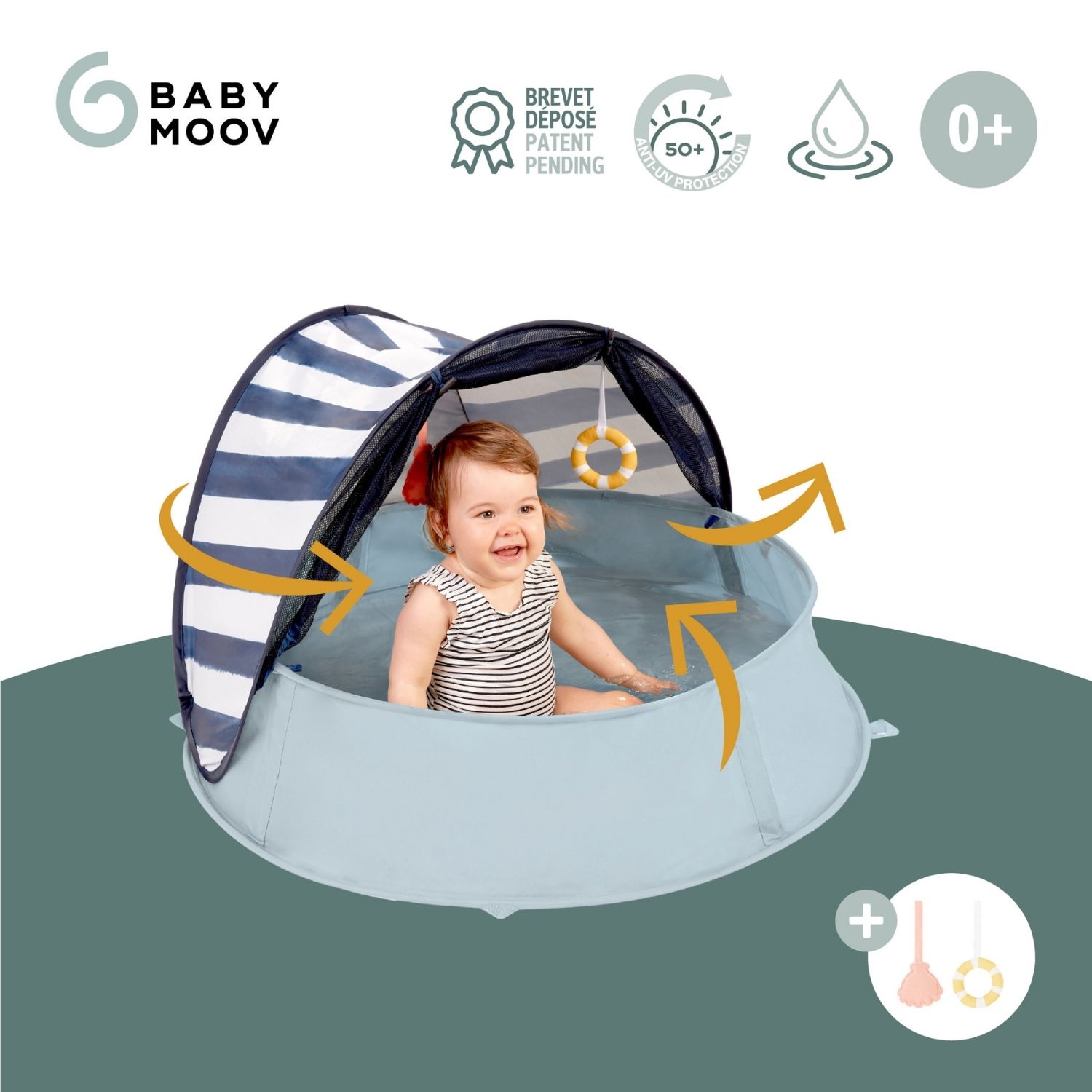Tente anti-UV piscine 3 en 1 Aquani marinière (Babymoov) - Image 2