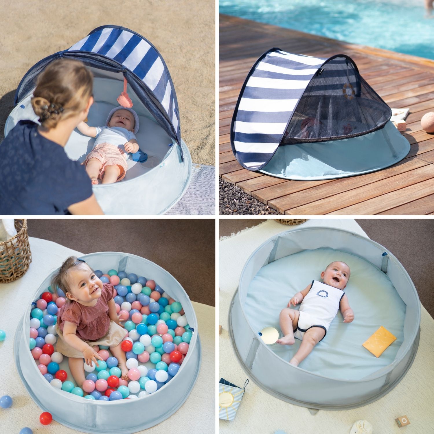 Tente anti-UV piscine 3 en 1 Aquani marinière (Babymoov) - Image 3