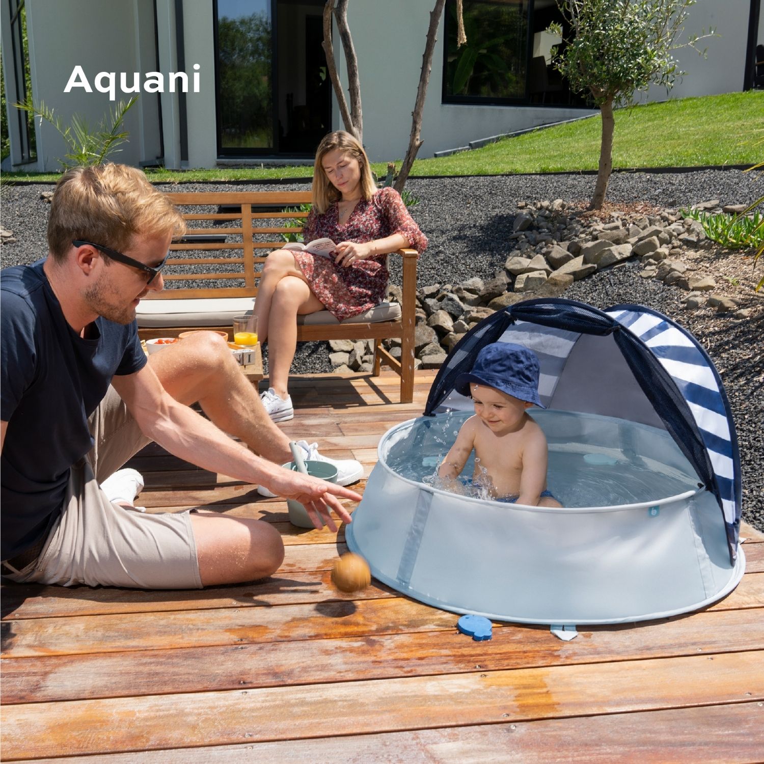 Tente anti-UV piscine 3 en 1 Aquani marinière (Babymoov) - Image 4