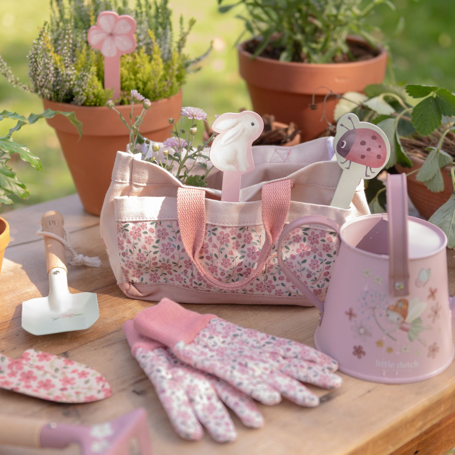Coffret jardinage Fairy Garden rose (10 pièces) (Little Dutch) - Image 1