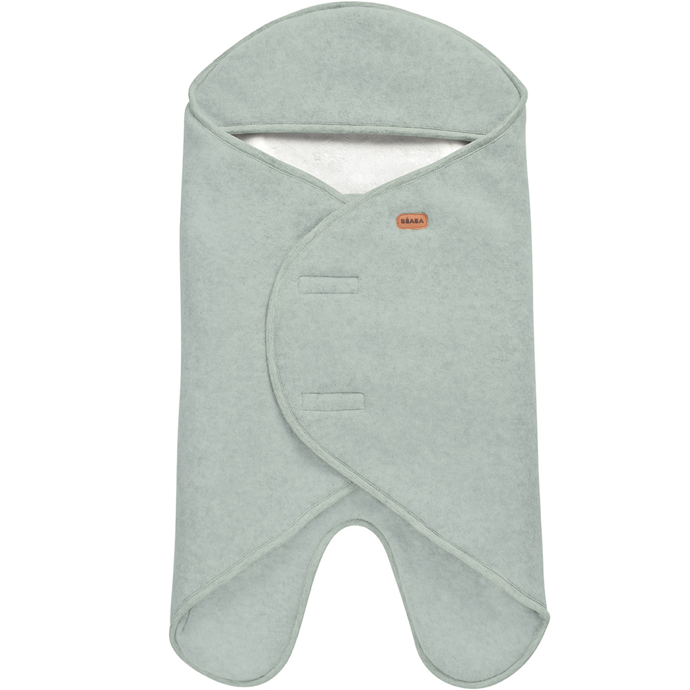 Béaba - Couverture Babynomade double polaire vert sauge et blanc (0-6 mois)