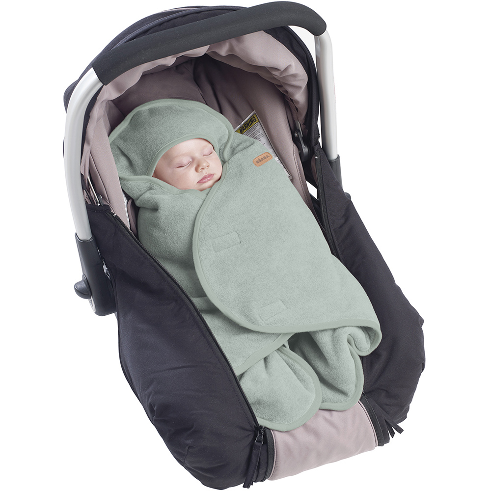 Béaba - Couverture Babynomade double polaire vert sauge et blanc (0-6 mois)