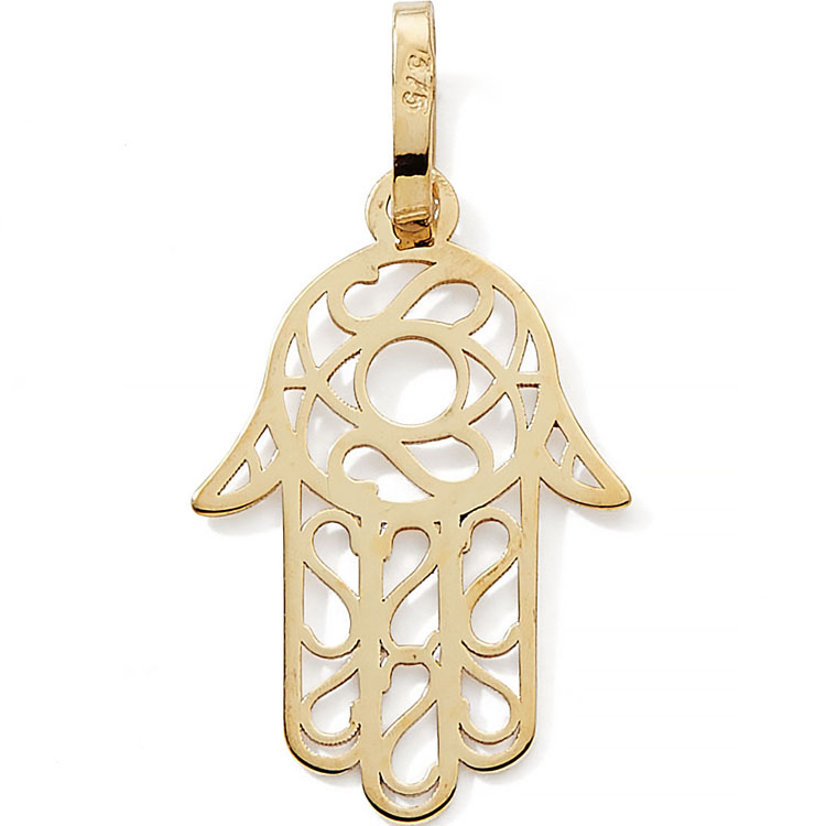 Pendentif Main de Fatma ajourée 2,2 cm (or jaune 375°)