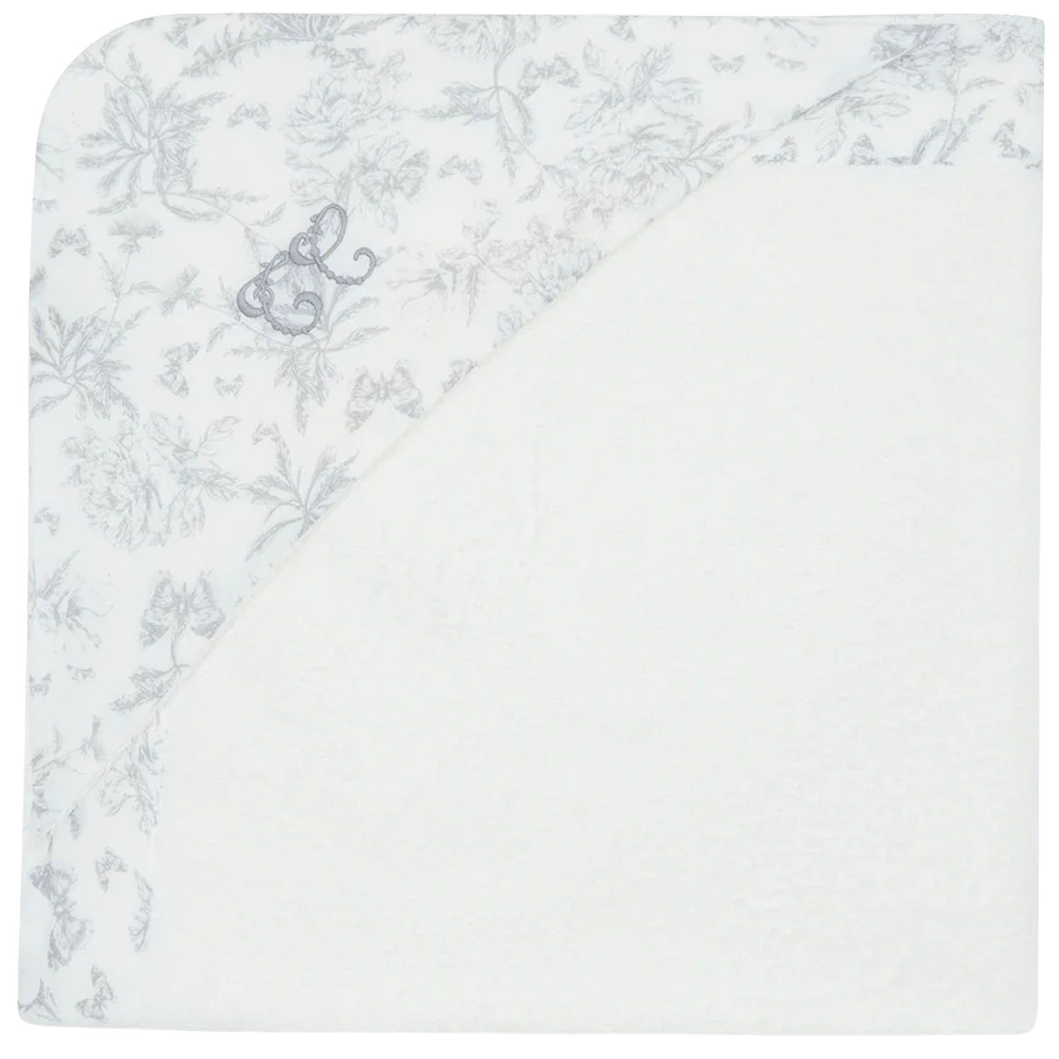 Cape de bain Toile de Jouy gris