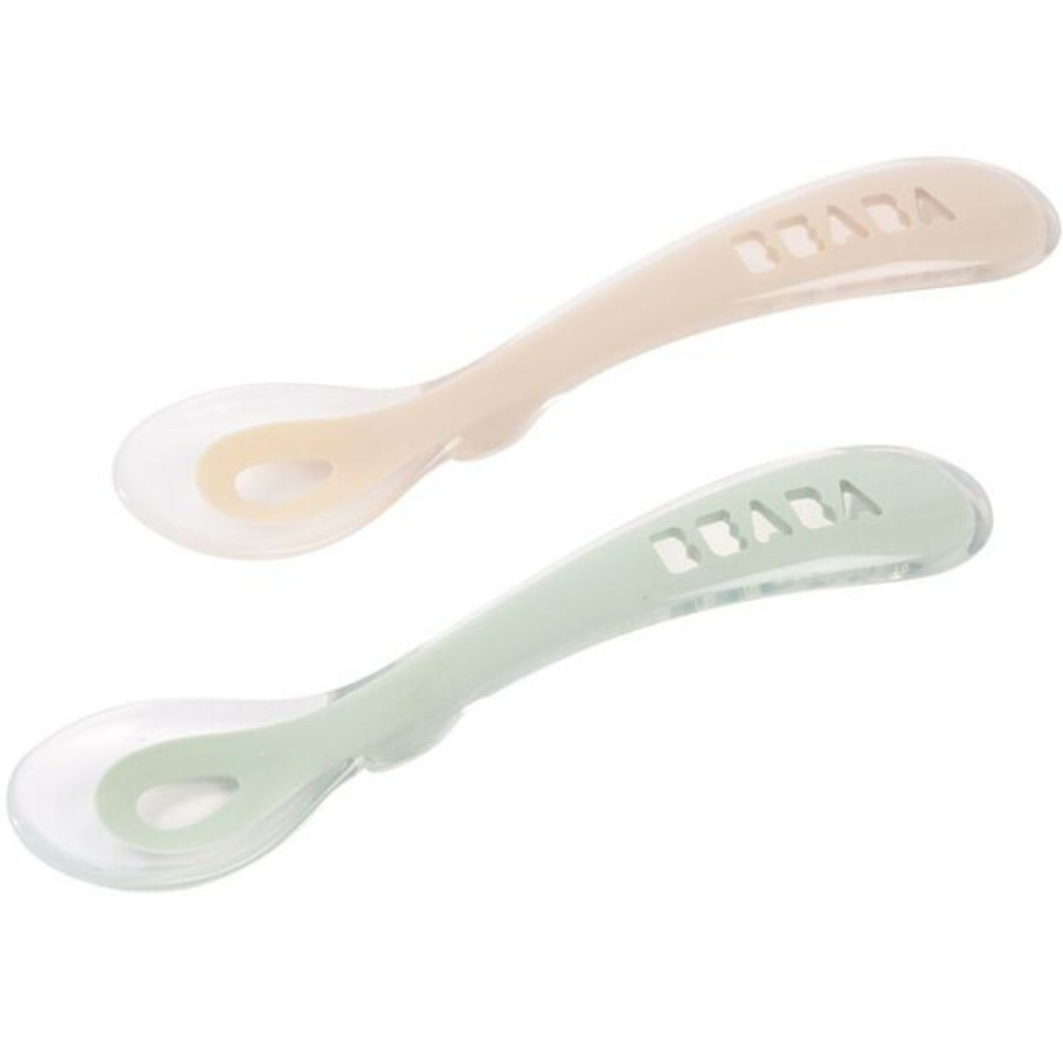 Lot de 2 cuillères silicone 2ème âge Duo Argile Vert de gris