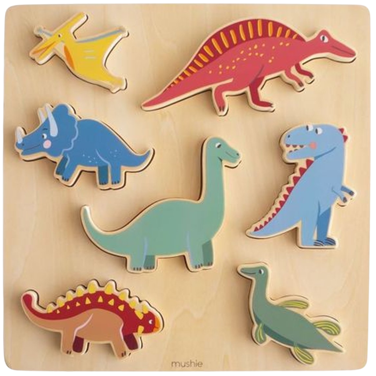 Puzzle en bois Dino (7 pièces) (Mushie) - Image 1