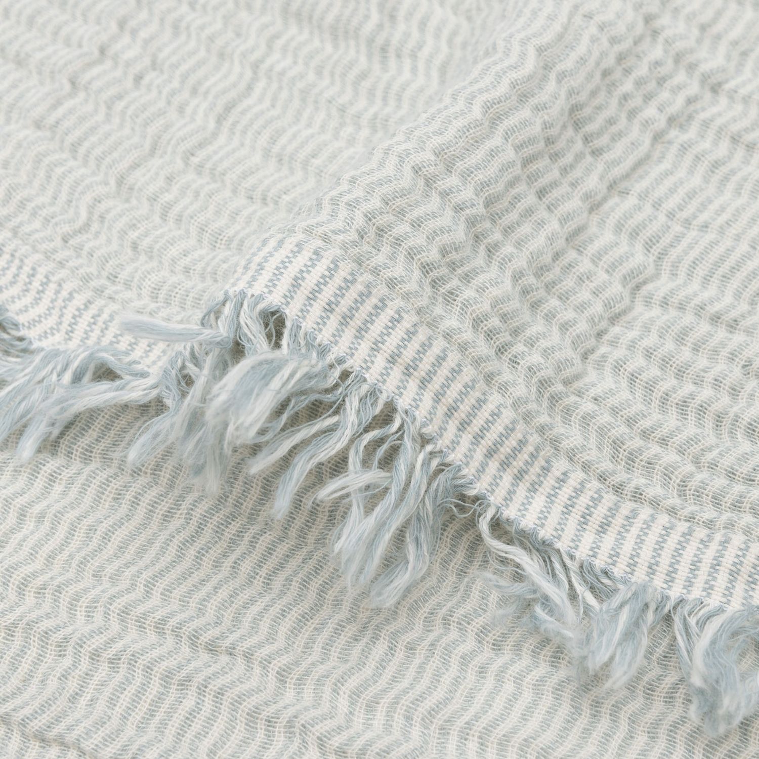 Couverture en gaze de coton Fringe Stripe Sea Green (120 x 120 cm) (Jollein) - Image 6