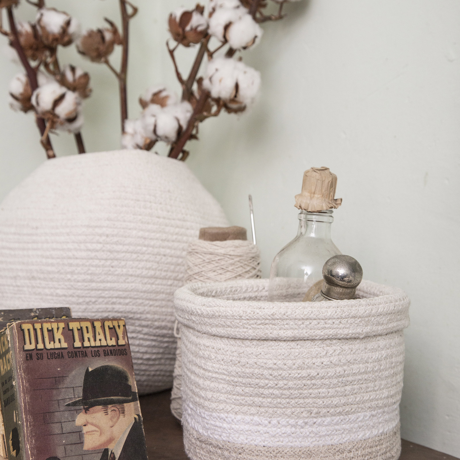Panier de rangement en coton My Little Ones ivoire (15 x 15 x 15 cm) (Lorena Canals) - Image 3