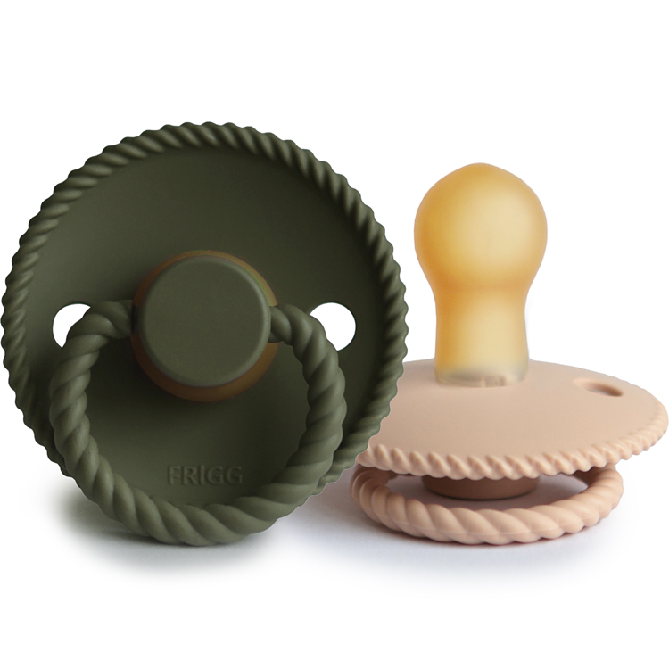 Lot de 2 sucettes en latex Rope Olive-Croissant (0-6 mois) (Frigg) - Image 1