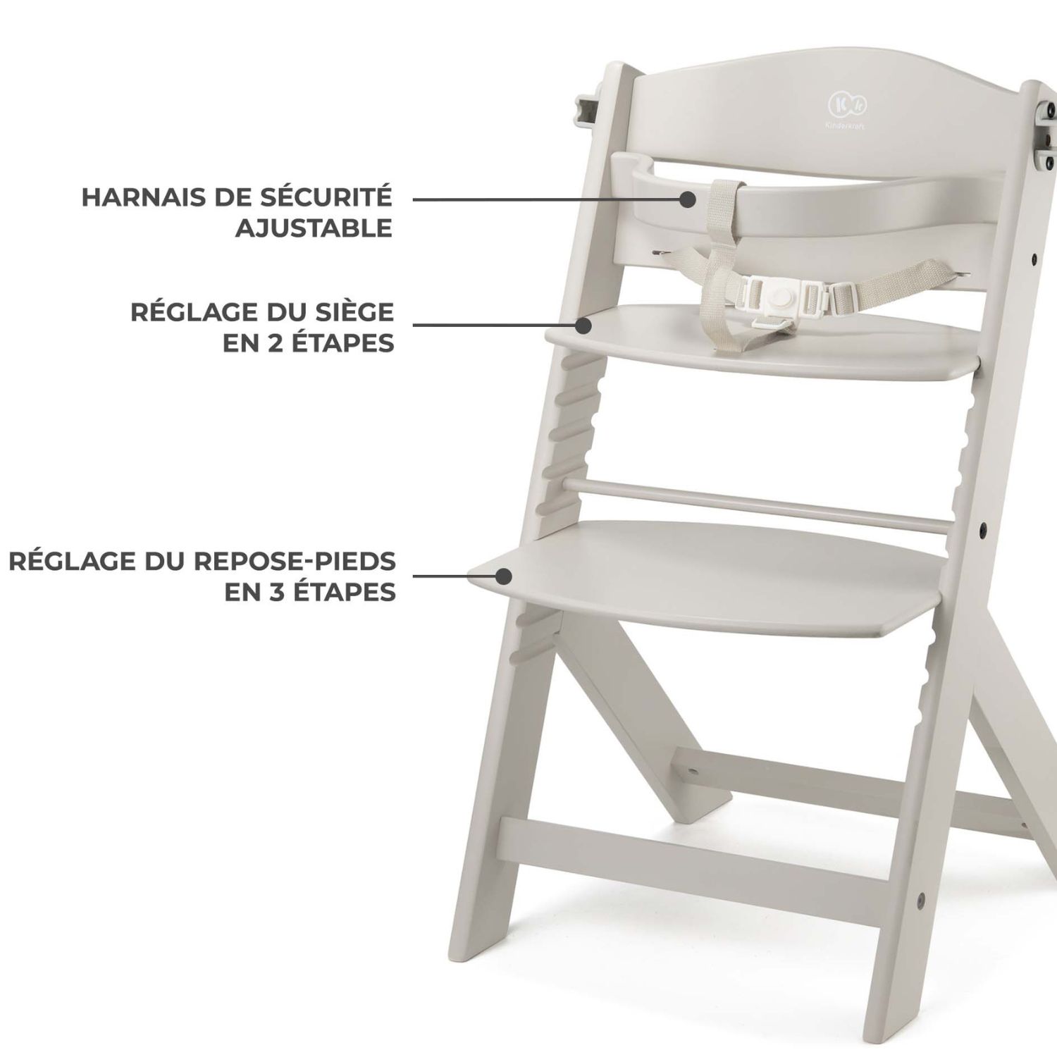 Chaise haute évolutive Enock Beige (Kinderkraft) - Image 1